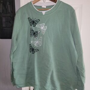 Vtg Adrian Dilafield Crew Neck Sweatshirt Size XL Embroidered Butterfly